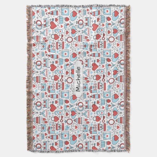 Couverture Icônes mariages nom personnalisé jeter la couvertu (devant Vertical)