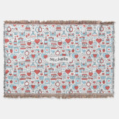 Couverture Icônes mariages nom personnalisé jeter la couvertu (Devant)