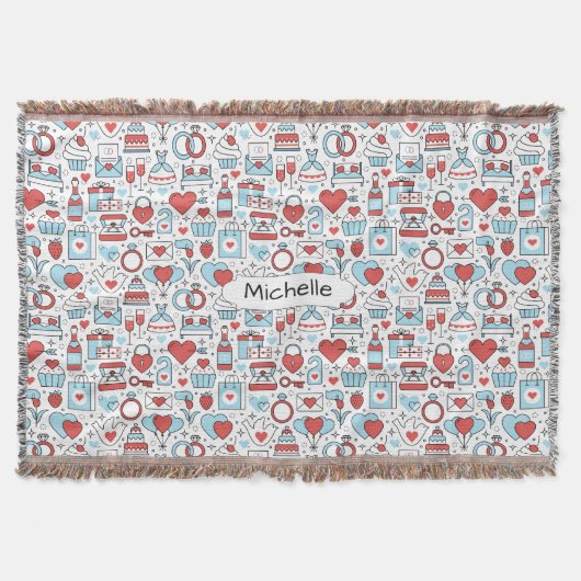 Couverture Icônes mariages nom personnalisé jeter la couvertu (Devant)