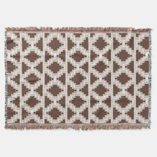 Couverture Ikat Aztec Motif - Brown au chocolat et Taupe (Devant)
