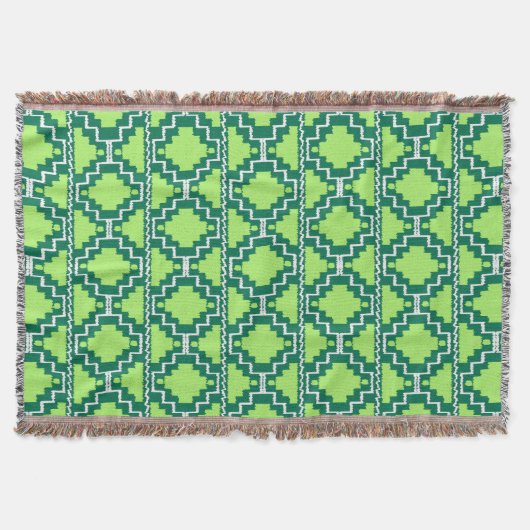 Couverture Ikat Aztec Motif - Forêt et chaux vert (Devant)