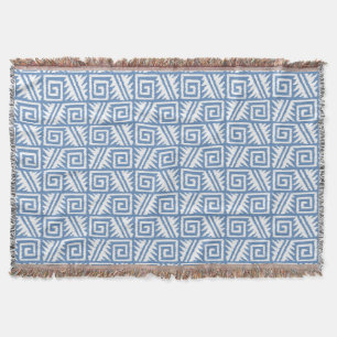 Couverture Ikat Aztec Tribal - Ciel bleu et blanc