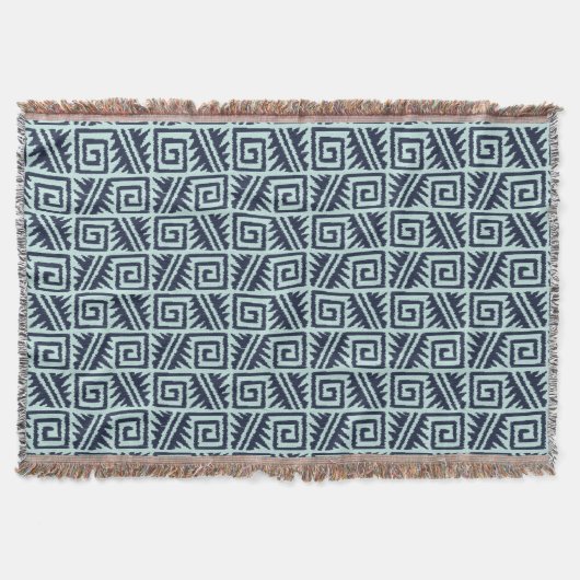 Couverture Ikat Aztec Tribal - Indigo et bleu clair (Devant)
