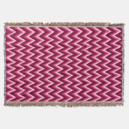 Couverture Ikat Chevron Stripes - Burqundy, Rose et rose (Devant)