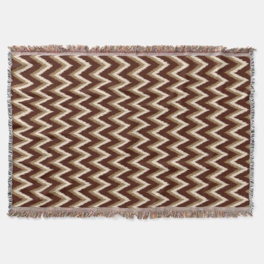 Couverture Ikat Chevron Stripes - Chocolat Brown & Beige (Devant)