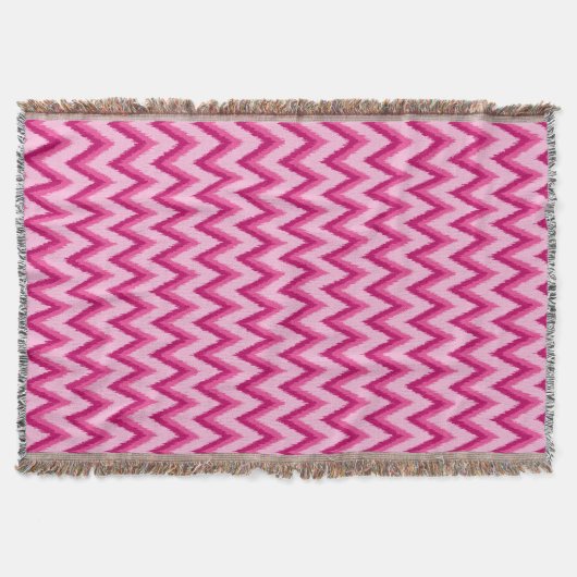 Couverture Ikat Chevron Stripes - Fuchsia et rose pâle (Devant)