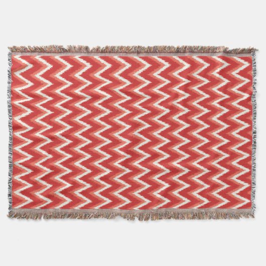Couverture Ikat Chevron Stripes - Rust Orange et Blanc (Devant)