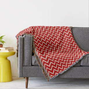 Couverture Ikat Chevrons - Chinois rouge et tan