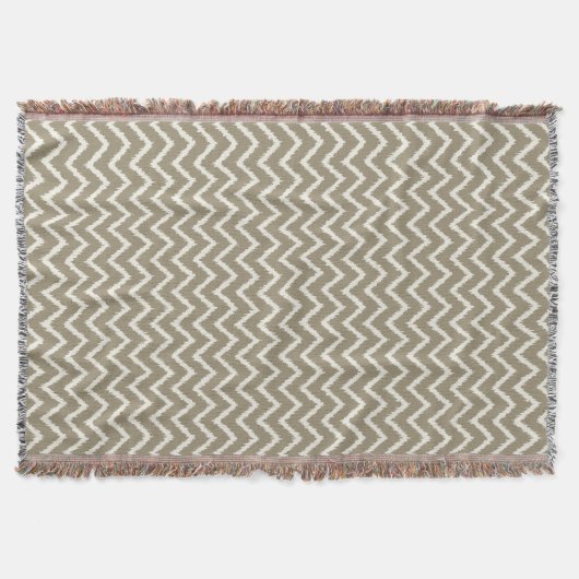 Couverture Ikat Chevrons - Taupe tan et beige (Devant)