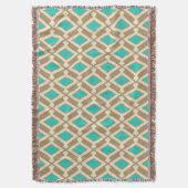 Couverture Ikat Motif - Turquoise, Taupe et Beige (devant Vertical)