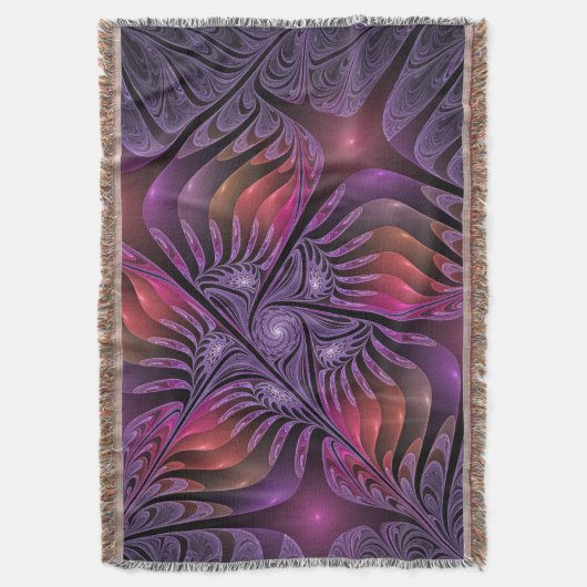 Couverture Imaginaire coloré Abstrait Trippy Violet Fractal (devant Vertical)