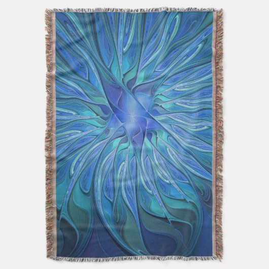 Couverture Imaginaire Fleur Bleue Motif, Art Fractal Abstrait (devant Vertical)