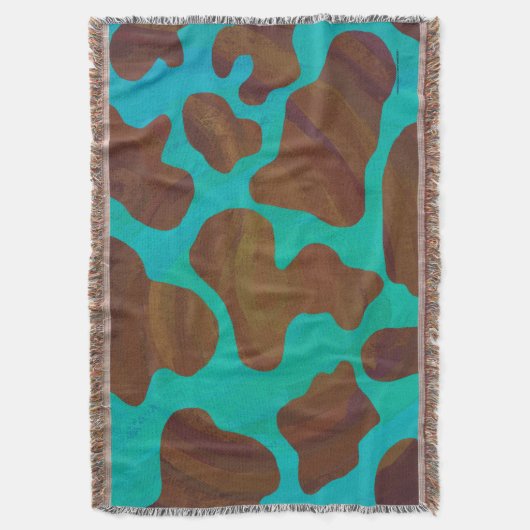 Couverture Impression Brown et Turquoise de vache (devant Vertical)