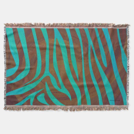 Couverture Impression Brown et Turquoise Zebra (Devant)