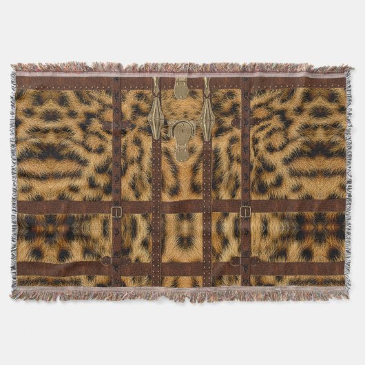 Couverture Impression d'animal tribal cuir vintage Léopard (Devant)
