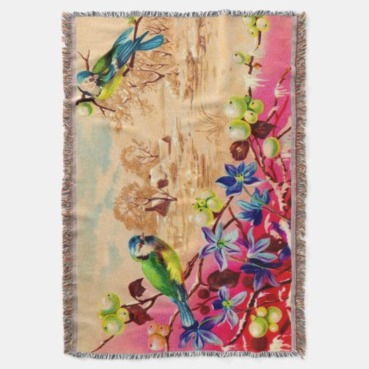 Couverture impression d'oiseaux et de baies (devant Vertical)