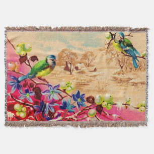 Couverture impression d'oiseaux et de baies