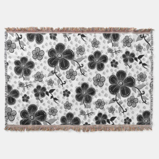 Couverture Impression florale noire et blanche