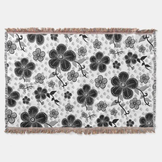 Couverture Impression florale noire et blanche (Devant)