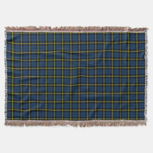 Couverture Impression plaid bleu, bande jaune noir (Devant)