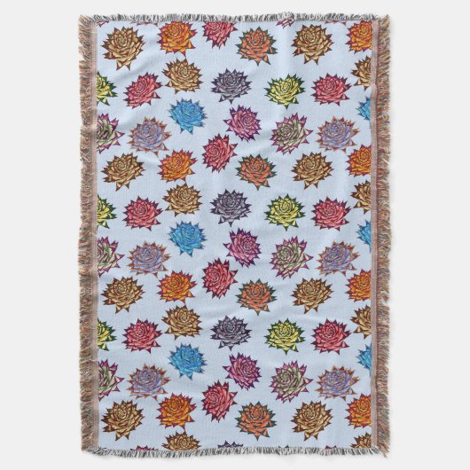 Couverture Impression Rose pointillée, Modèle Floral Moderne (devant Vertical)