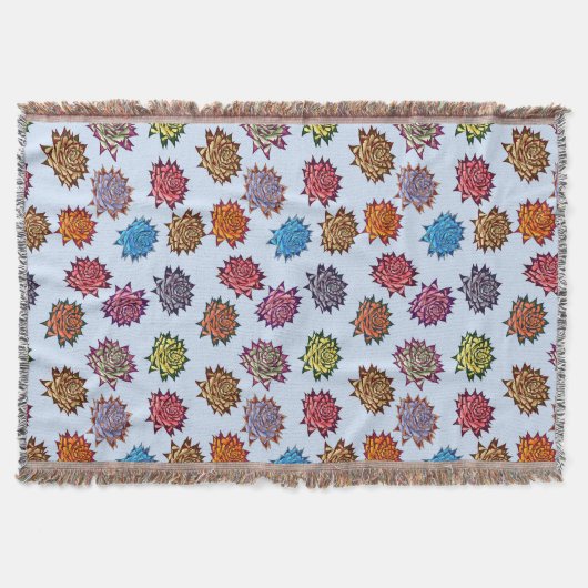 Couverture Impression Rose pointillée, Modèle Floral Moderne (Devant)