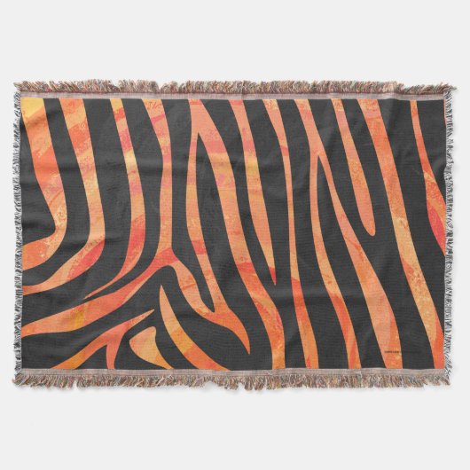 Couverture Impression Zèbre Noir et Orange (Devant)
