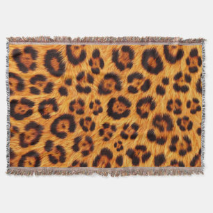 Couverture Imprimé léopard sauvage or orange ambre aspect fou