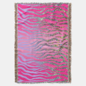 Couverture Imprimé Tigre Rose Pailleté Demi (devant Vertical)