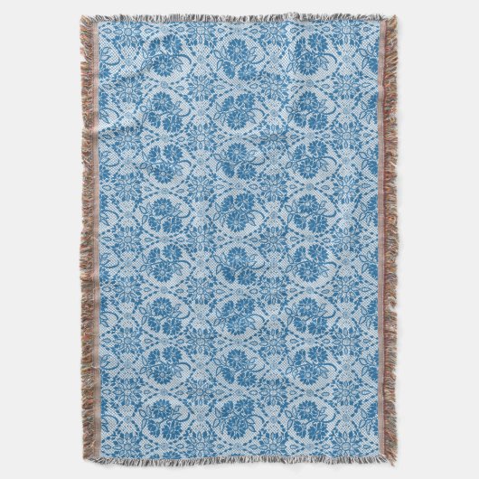 Couverture Indigo Blue Floral Faux Lace Motif (devant Vertical)