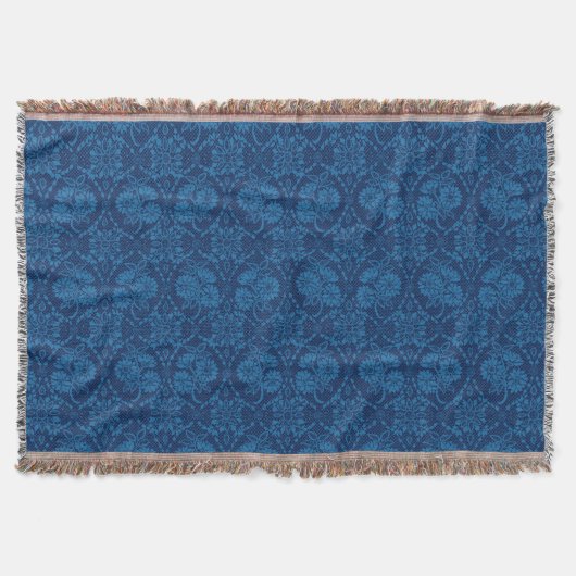 Couverture Indigo Blue Floral Faux Lace Motif (Devant)