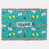 Couverture Infirmière Custimizable bleu couvrant tissé par (Devant)