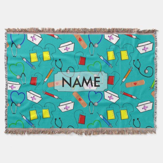 Couverture Infirmière Custimizable bleu couvrant tissé par (Devant)