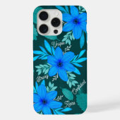 Couverture iPhone bleu robuste en fleur (Verso)