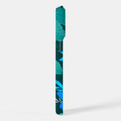 Couverture iPhone bleu robuste en fleur (Côté droit)