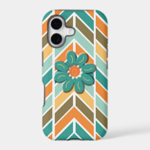 Couverture iPhone, Retro Chevron, Flower Power iPh