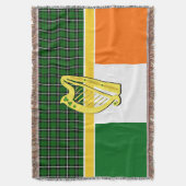 Couverture Irlande Tartan, drapeau, celtique, harpe irlandais (devant Vertical)