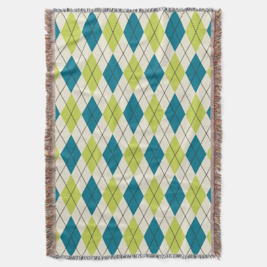Couverture Jacquard bleu et vert (devant Vertical)