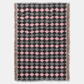 Couverture Jacquard gris noir rose rétro (devant Vertical)