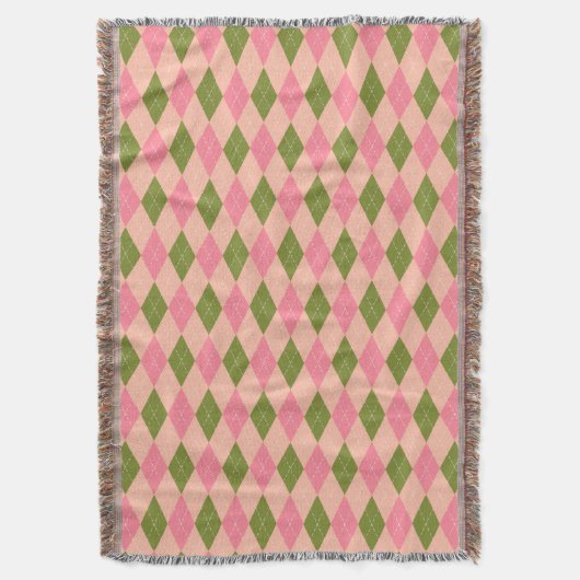 Couverture Jacquard Preppy classique en rose et vert (devant Vertical)