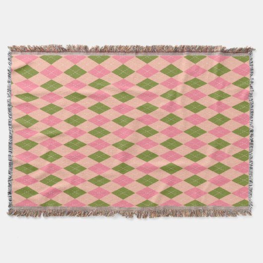 Couverture Jacquard Preppy classique en rose et vert (Devant)