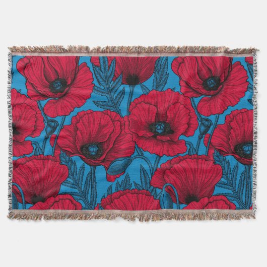 Couverture Jardin de pavot rouge sur bleu (Devant)