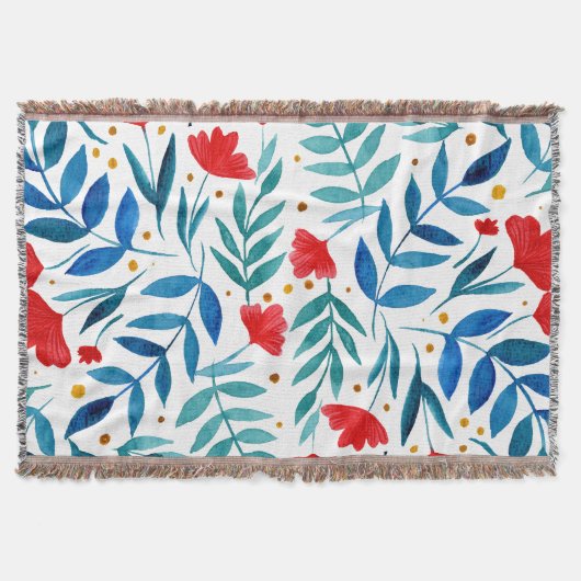 Couverture Jardin magique - rouge et turquoise (Devant)