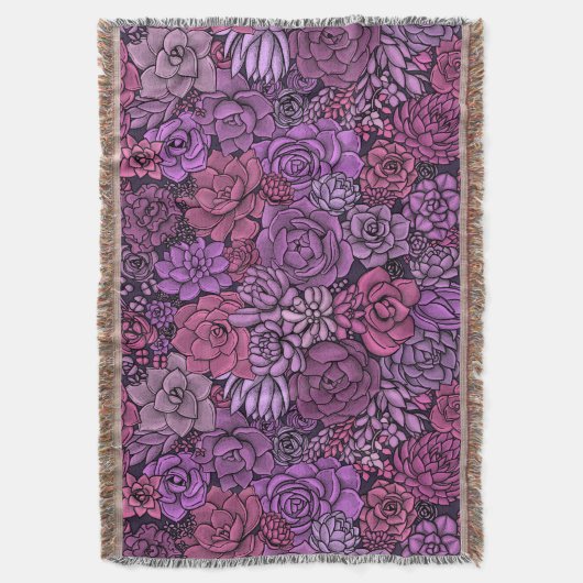 Couverture Jardin succulent en rose et violet (devant Vertical)