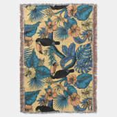 Couverture Jardin toucan en jaune et bleu (devant Vertical)