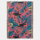 Couverture Jardin toucan en rouge et bleu (devant Vertical)