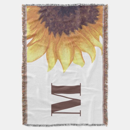 Couverture Jaune Brown Tournesol Monogramme Blanc (devant Vertical)