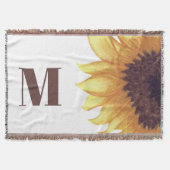 Couverture Jaune Brown Tournesol Monogramme Blanc (Devant)