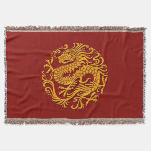 Couverture Jaune traditionnel sur le cercle chinois rouge de