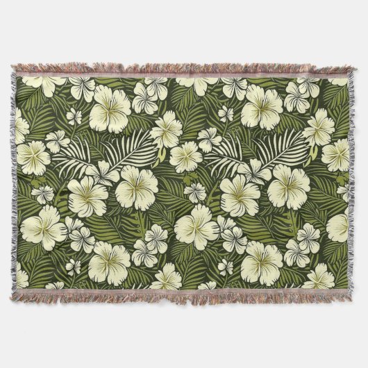 Couverture Jaune tropical et floral vert (Devant)